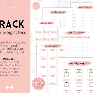 Weight Loss Tracker, Weightloss Journal, Fitness Planner Printable, Weight Loss Chart, Pounds Lost Tracker, Body Measurements, Meal Planner image 5