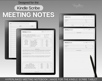Plantillas para Kindle Scribe / Actas de reuniones, Agenda de reuniones, Plantilla para tomar notas en reuniones, Planificador de proyectos, Lista de tareas, Planificador para Kindle