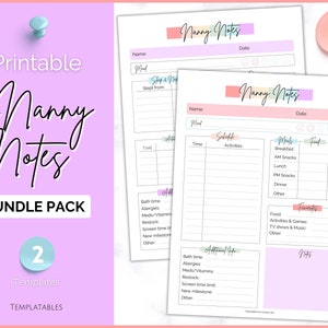 Nanny Notes Template, Nanny Schedule & Report for Baby, Babysitter Info Guide for Binder, Nanny Checklist, Nanny Planner, Baby Daily Log