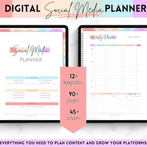 Digital Planner, SOCIAL MEDIA Content Calendar, Instagram YouTube TikTok Influencer, Marketing Plan, iPad GoodNotes, Small Business, Undated