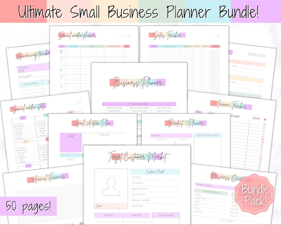 50 Business Planner Printables Small Business Planner BUNDLE - Etsy