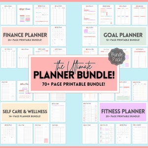 Ultimate A5 PLANNER BUNDLE! Printable Goal Planner, Finances & Budget Planner, Fitness Planner, Self Care Journal, Life, Health, A5 Insert