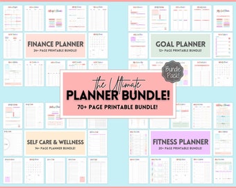 Ultimate PLANNER BUNDLE! Printable Goal Planner, Finances & Budget Planner, Fitness Planner, Self Care Journal, Life, Health