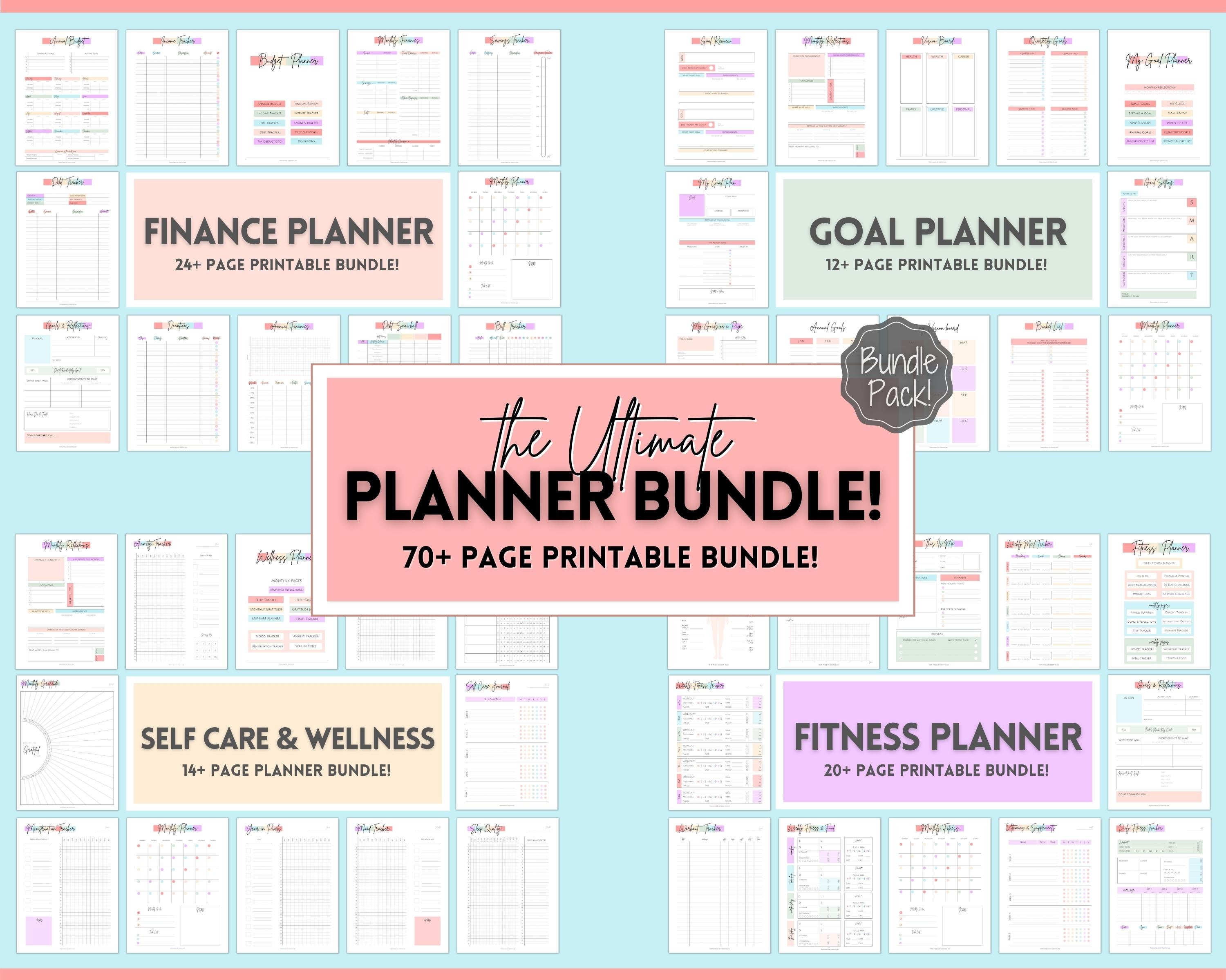Ultimate PLANNER BUNDLE! Printable Goal Planner, Finances & Budget Planner,  Fitness Planner, Self Care Journal, Life, Health - Etsy
