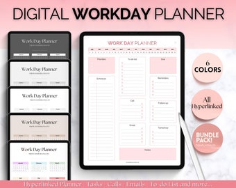 Work Planner, Digital Planner, Work Day Organizer, Daily Planner, Work from home To Do List, Business, Office Organizer, GoodNotes, iPad