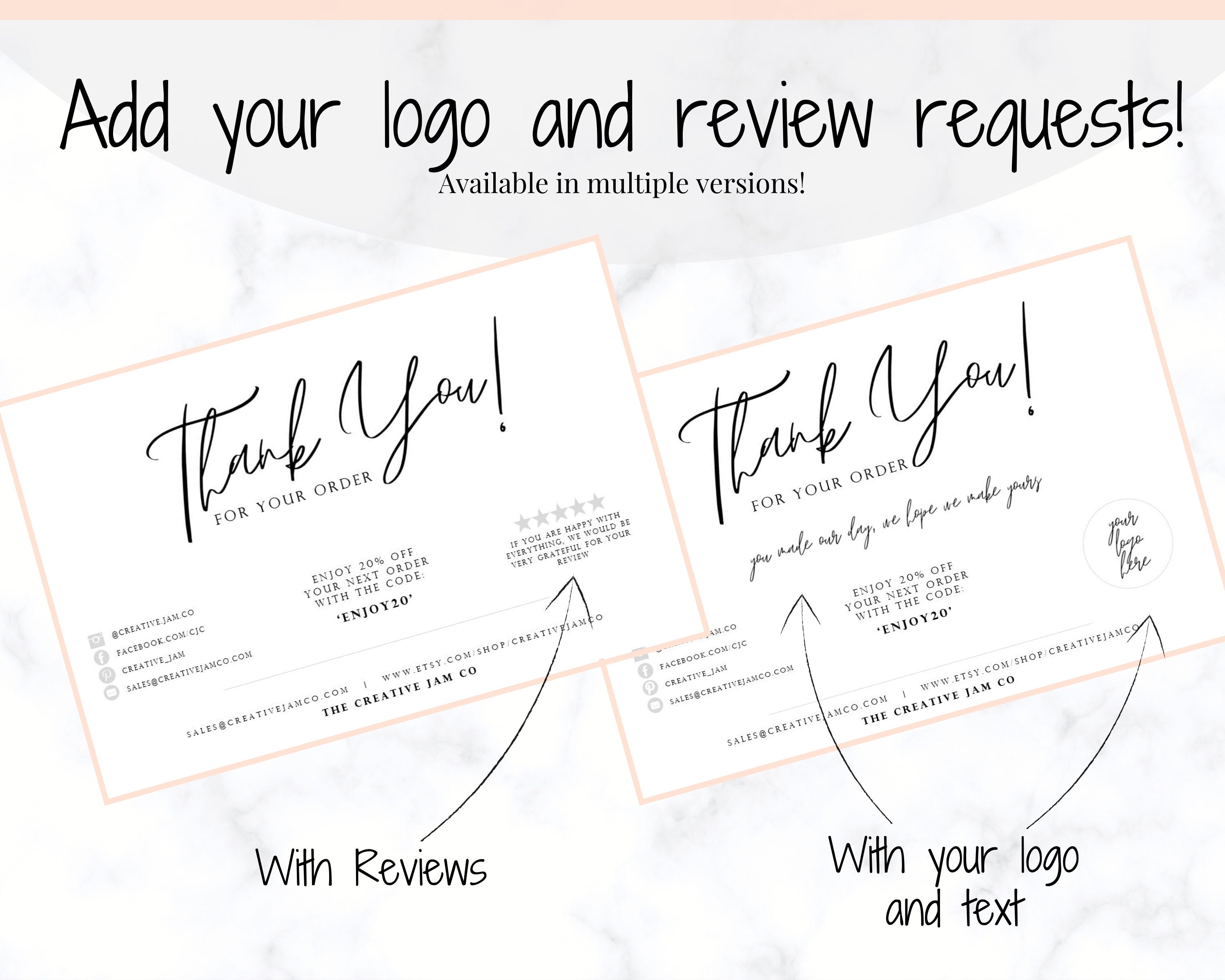 Business Thank You for Your Order Insert Card Template. | Etsy