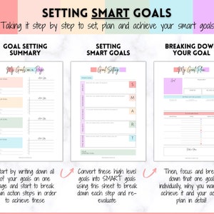 Goal Planner BUNDLE, 2024 Goals Tracker, SMART Goal Setting Kit, New Year, Monthly Habits Reflections, Productivity, Vision Board Printables image 4
