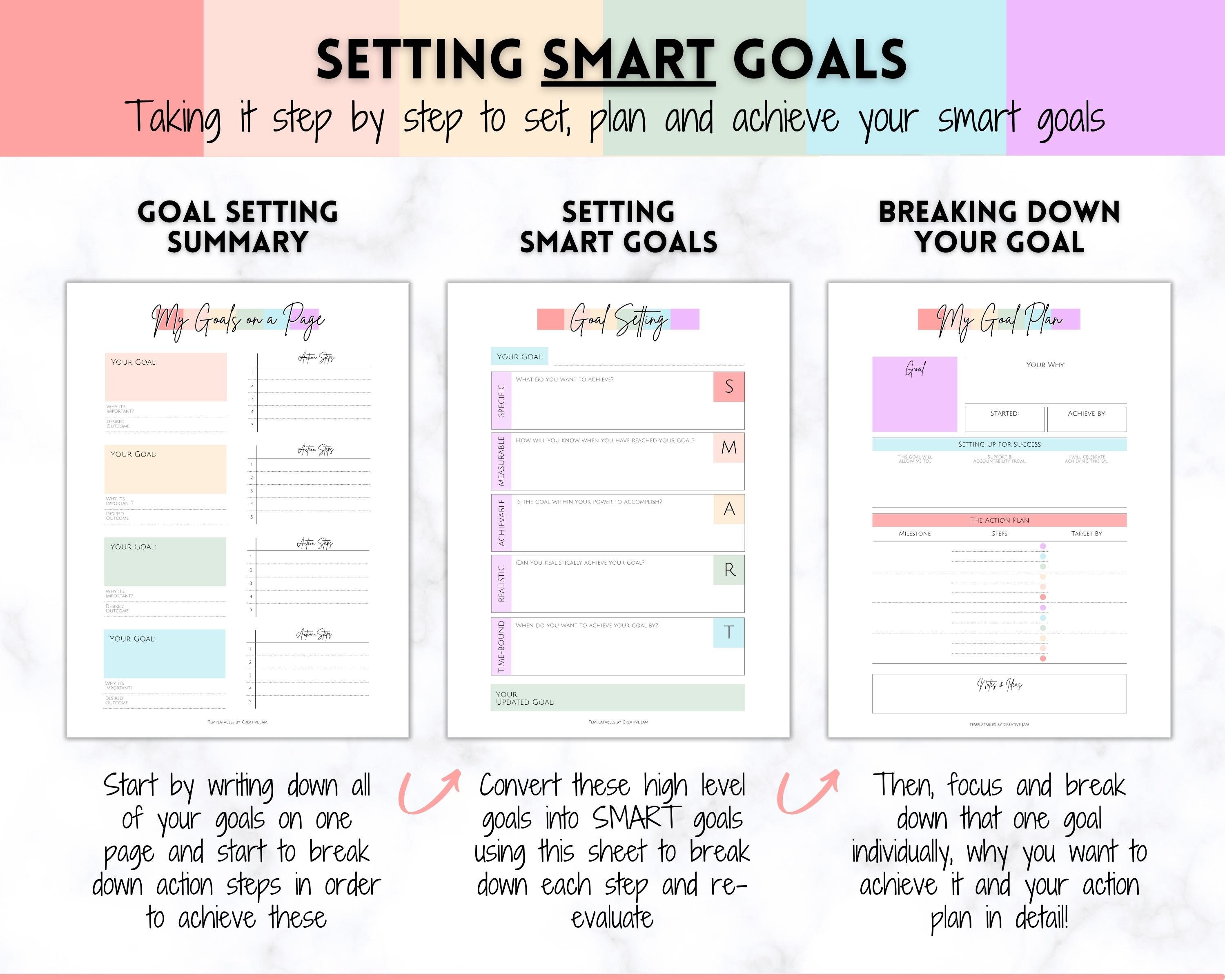 Goal Planner BUNDLE, 2024 Goals Tracker, SMART Goal Setting Kit, New ...