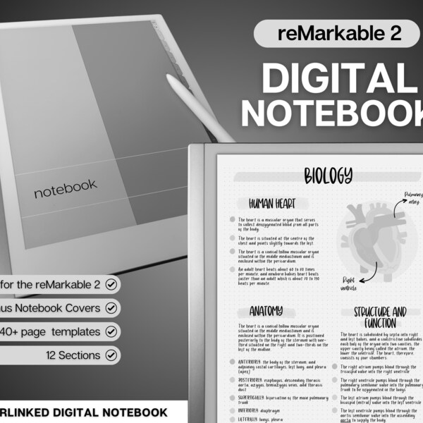 Digitales Notizbuch, bemerkenswert 2 Vorlagen, 40+ Seitenvorlagen, Notizvorlage mit Hyperlink, Cornell, liniert, gepunktet, Gitter, Bonus Covers