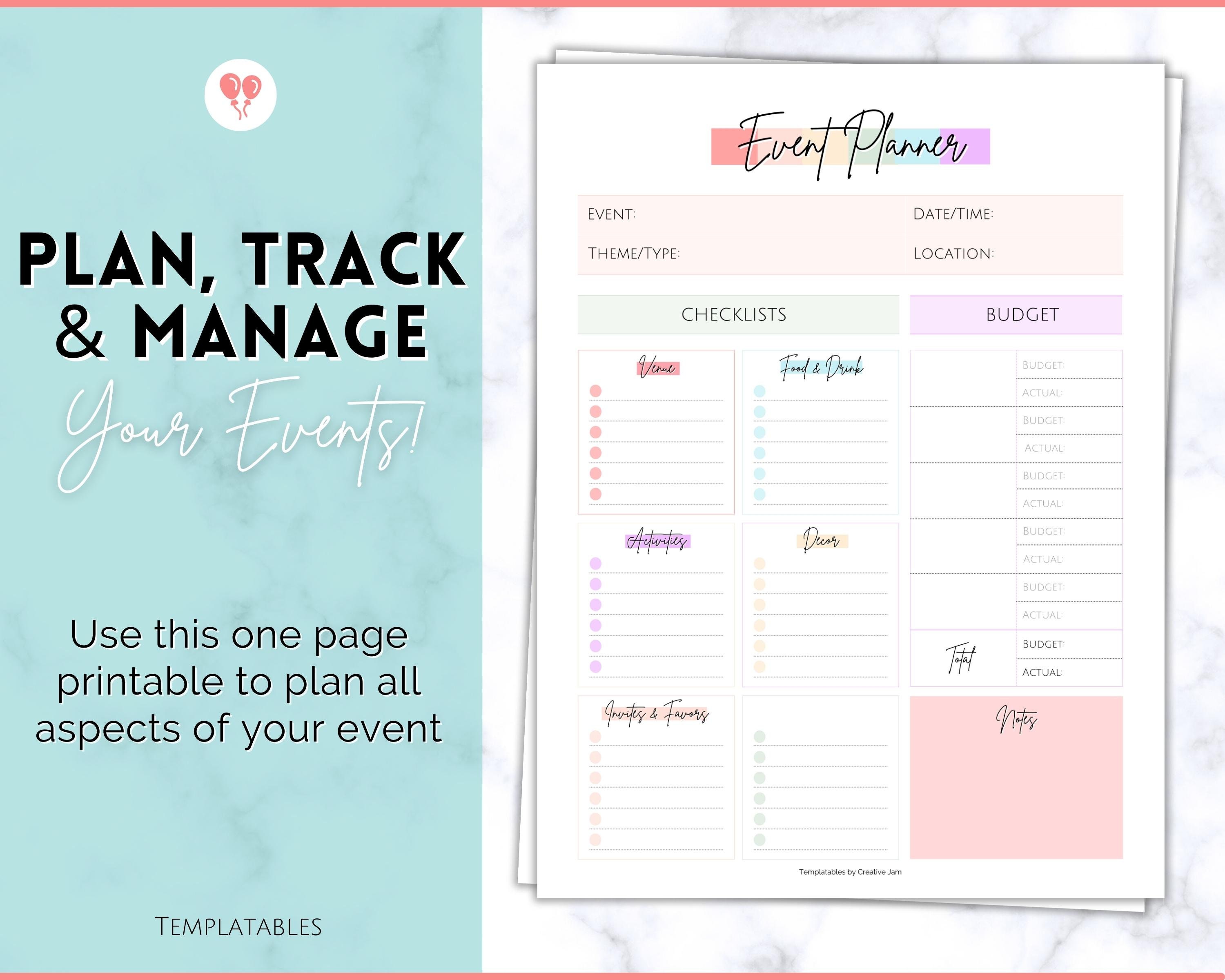 Printable Event Planner Template Party Planner Birthday Etsy Australia