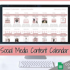 Social Media Content Calendar, Google Sheets Spreadsheet, Editable Planner, Social Media Manager, Instagram, Youtube, TikTok, Influencer