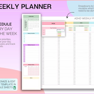 EDITABLE ADHD Digital Planner, Daily Planner Spreadsheet, Neurodivergent, Brain Dump, To Do List, Cleaning, Symptom Tracker, Google Sheets image 5