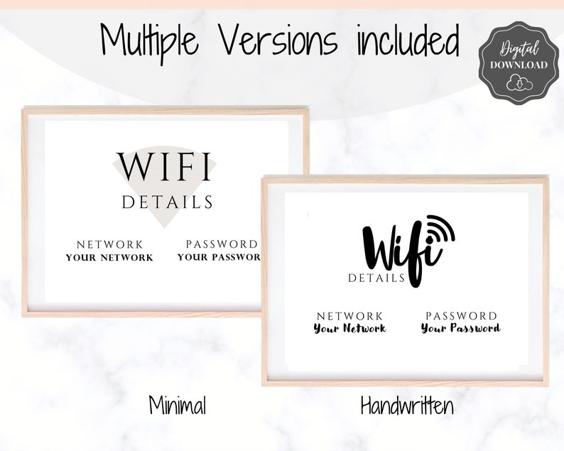 Wifi Password Sign, Editable Wifi Sign Printable Template, Be Our Guest Sign, Wi-fi password sign, Airbnb Guest Room, Wall Art, Landscape image 9
