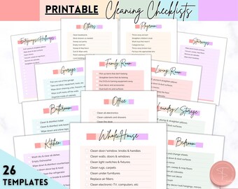 Printable Cleaning Cards, Room by room Cleaning Checklist, Family & Kids Cleaning Schedule Planner, Cleaning Tracker template, adhd, zone