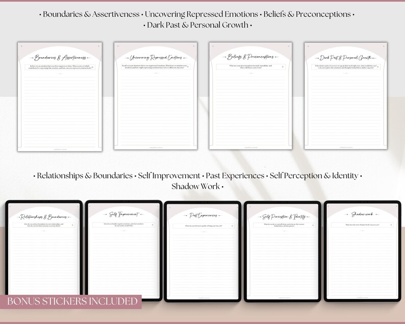 Shadow work journal, Digital Guided Journal, 100+ journal prompts, inner child, anxiety, grimoire, mindfulness, therapy, GoodNotes, iPad image 8