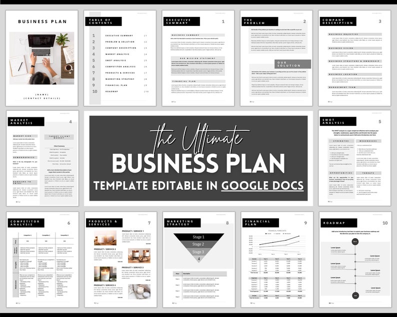 Business Plan Template GOOGLE DOCS Small Business Planner Etsy