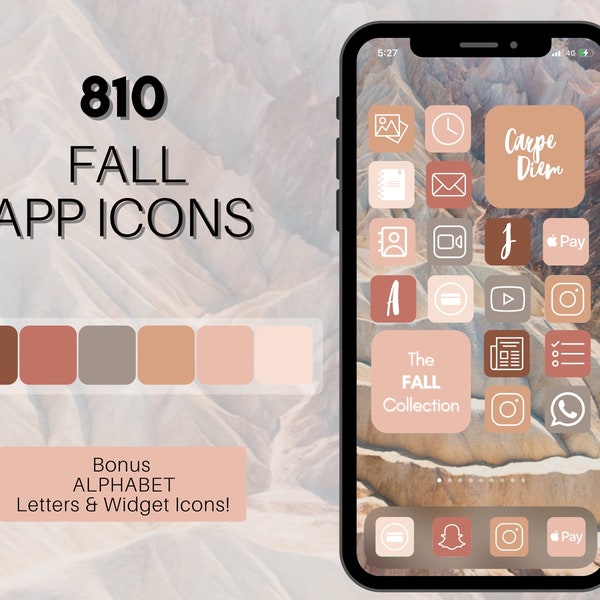 Fall Theme iOS 14 App Icons, 815 Autumn iPhone App Icons, Fall Aesthetic Home Screen Icon & Widget, App Icons, App Icon Covers, App Pack
