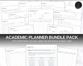 Academic Planner Printable BUNDLE, 40+ pg Student Planner, Study, Project, Productivity, Exam, Homework Assignment, University, College 2023