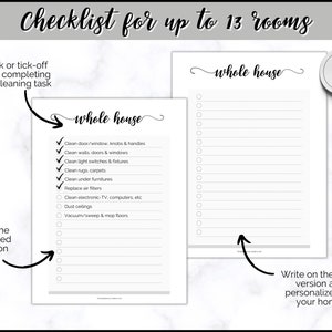 Cleaning Checklist, Printable Room by Room Cleaning Cards, Family ...