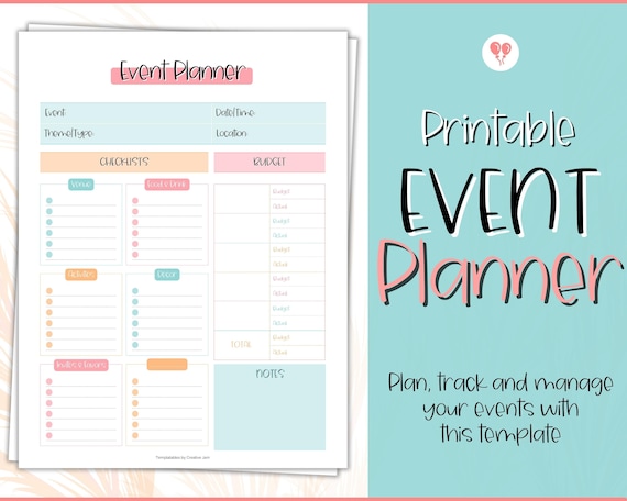 Printable Event Planner Template Party Planner Birthday - Etsy
