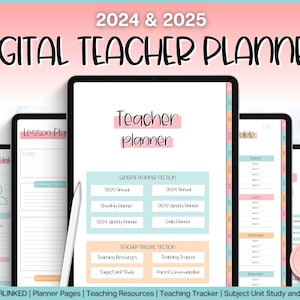 Academic Planner, 2024 2025 Digital Teacher Planner, Lesson Plan Template, iPad Planner, GoodNotes, Teaching, Substitute Report Templates