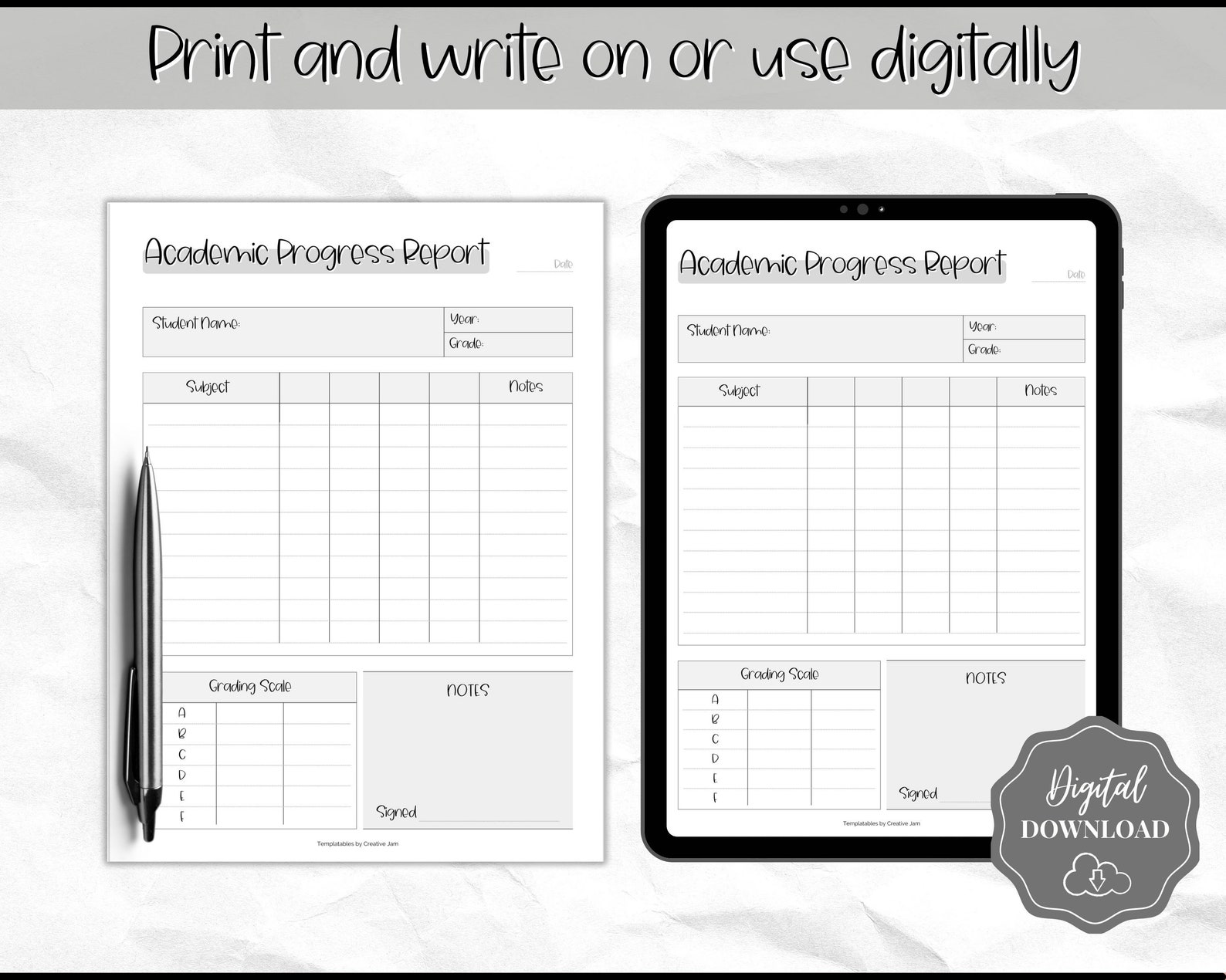 Homeschool Report Card Printable Progress Report Home School - Etsy