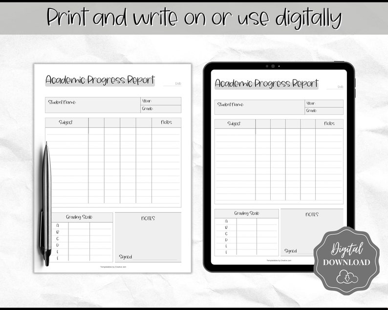 Homeschool Report Card Printable Progress Report Home School - Etsy UK