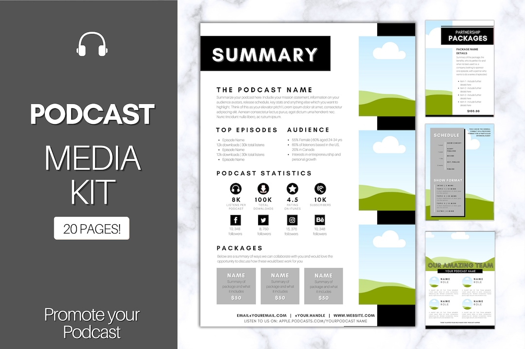 Podcast MEDIA KIT Template! Editable Canva Press Kit, Business Pitch