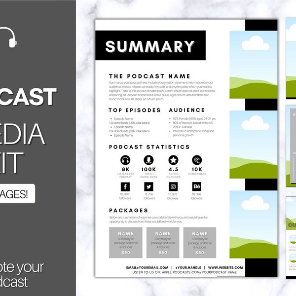 Podcast MEDIA KIT Template! Editable Canva Press Kit, Business Pitch, Rate Sheet Card, Podcasters, Planner, Influencer, Blogger, Price List