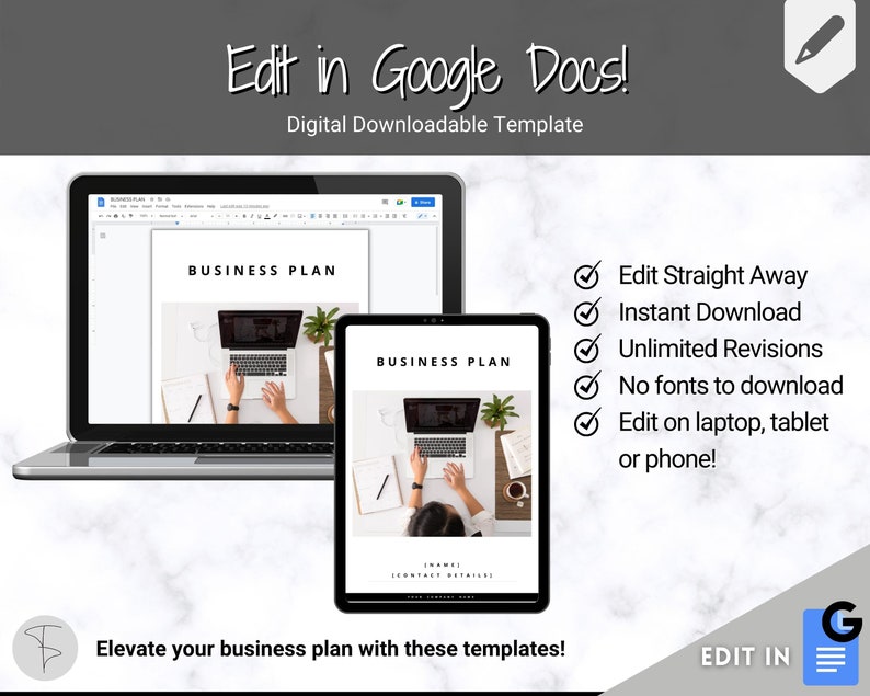 Business Plan Template GOOGLE DOCS Small Business Planner Etsy