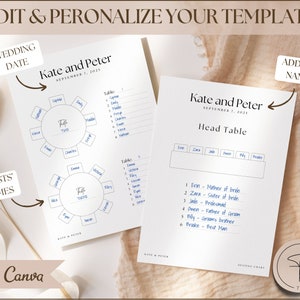 EDITABLE Wedding Seating Chart Templates, Round & Rectangle Tables ...