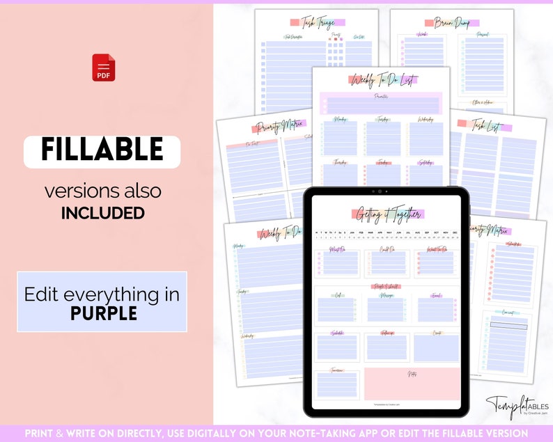 EDITABLE Brain Dump Template BUNDLE, to Do List Printable, ADHD Daily ...