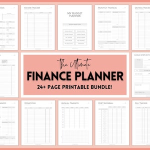 Finance Planner BUNDLE! Budget Planner Templates, Financial Savings Tracker Printable Binder, Monthly Debt, Bill, Spending, Expenses Tracker