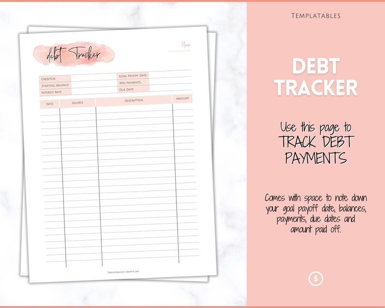 DEBT PAYOFF TRACKER, Debt Snowball, Debt Tracker Printable, Dave Ramsey, Debt Zahlungen, Finanzplaner, Haushaltsplaner, schuldenfreier Fortschritt, Bild 3