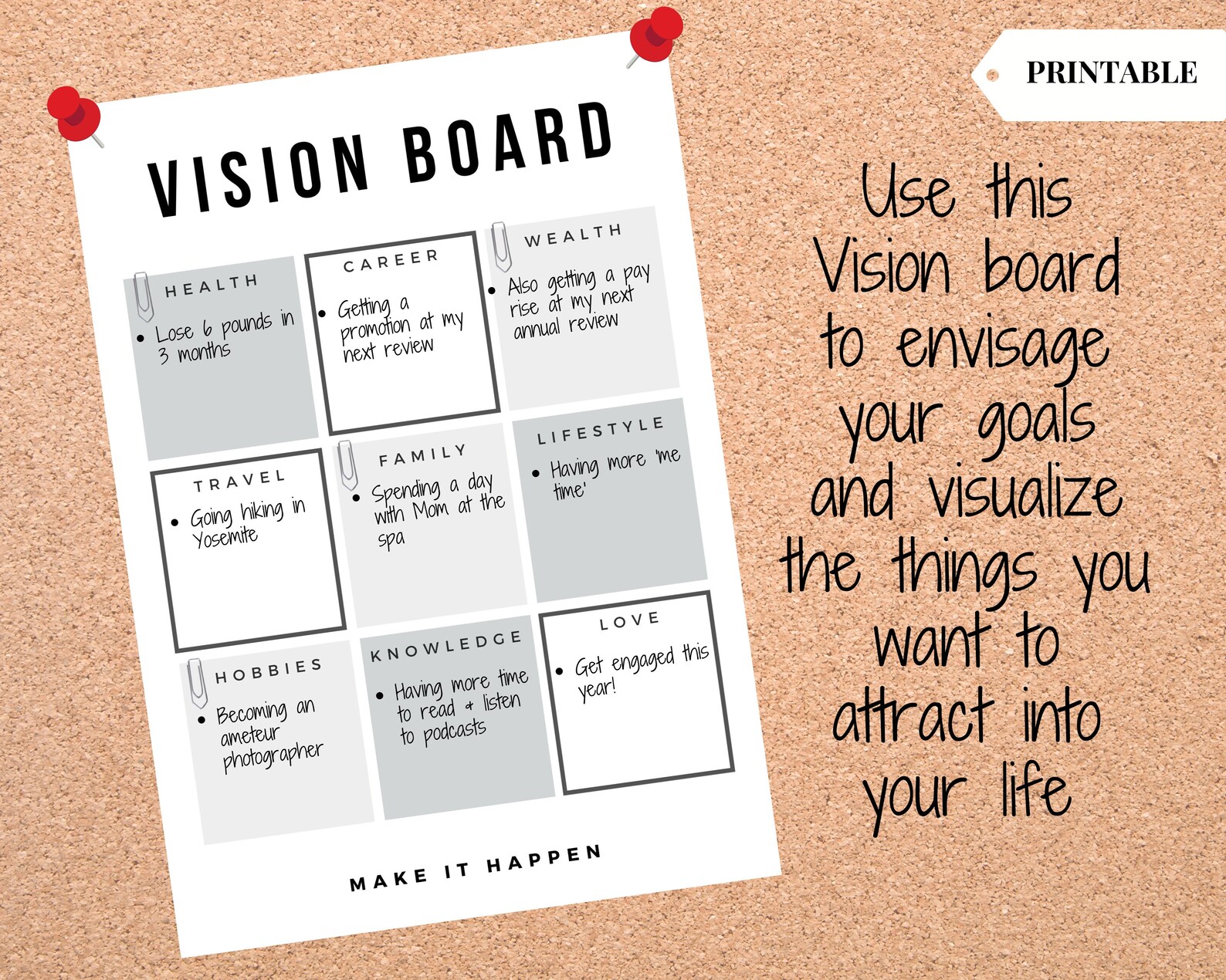 Vision Board Printables Goal Planner Affirmation - Etsy Canada