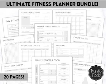 Fitness Planner, Weight Loss Tracker, BUNDLE, Workout Planner Fitness Journal, Wellness, Health Goal, Meal Planner, Self Care, Habit Tracker