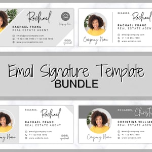 Sjabloon voor e-mailhandtekeningen BUNDEL! Voeg logo en foto toe! Bewerkbaar Canva-signatuurontwerp. Minimalistisch, makelaar, onroerend goed, professioneel, Gmail