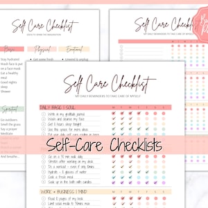 Self Care Planner, Self-Care Checklist, Selfcare Journal Tracker, Wellness Planner Printable, Daily Wellbeing, Mindfulness Mental Health Kit
