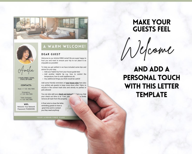 Airbnb VRBO Welcome LETTER Template Editable Canva Air Bnb Etsy UK