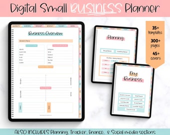 Planificador digital Side Hustle, rastreadores de pequeñas empresas sin fecha, redes sociales, finanzas, diario digital GoodNotes, mensual, semanal, iPad