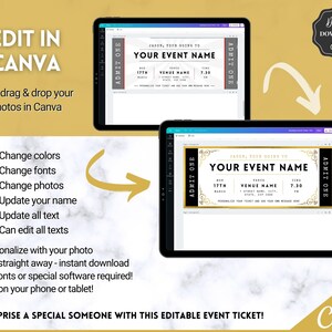 Ticket Modify Design EDITABLE Event Ticket Template, DIY Event Printable, Surprise Getaway ...