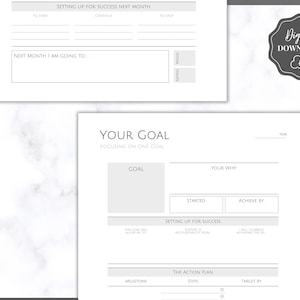 Doelplanner BUNDEL, 2024 Doelen Tracker, SMART Goal Setting Kit, Nieuwjaar, Maandelijkse gewoonten Reflecties, Productiviteit, Vision Board Printables afbeelding 8