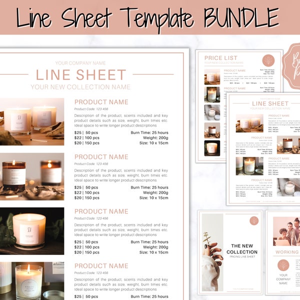 Line Sheet Template, Wholesale Catalog, Editable Wholesale Template, Product Sales Sheet, Price List Template, Canva Linesheet Catalogue