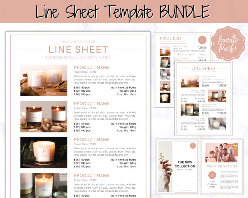 Line Sheet Template, Wholesale Catalog, Editable Wholesale Template, Product Sales Sheet, Price List Template, Canva Linesheet Catalogue 