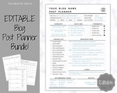 Blog Post Planner Templates! EDITABLE Blogger Bundle! Blog Planner, Content Strategy, Blogging Kit, Content Creator, Social Media