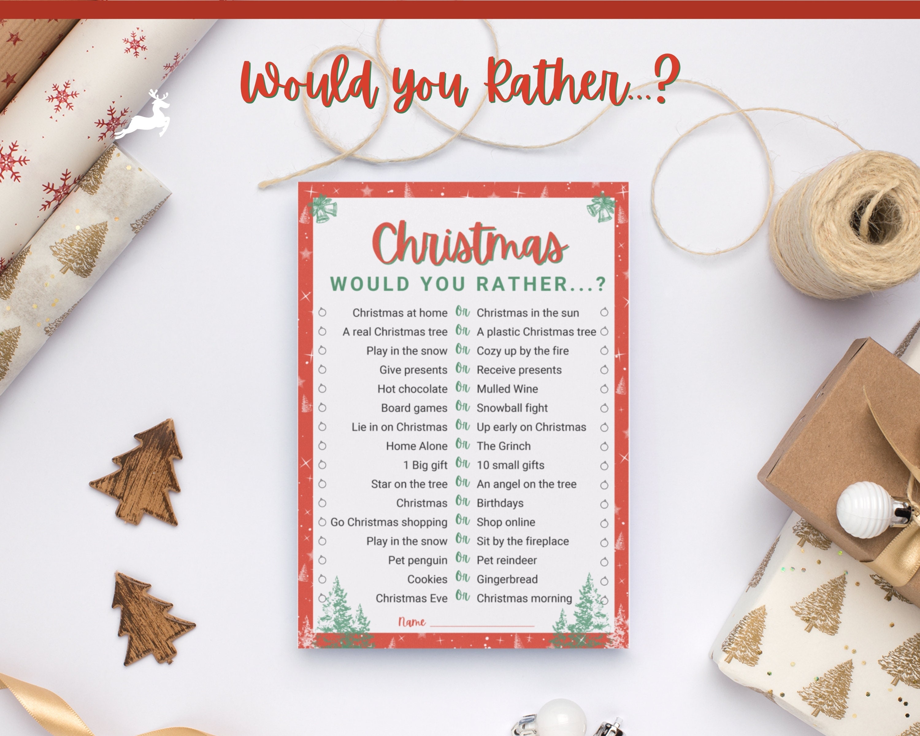 Family Christmas Game. Holiday Party Printable Would you - Etsy.de