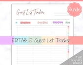Guest List Tracker, Editable Guest List Template with RSVP, Party, Events, Birthday & Wedding Guest List, Wedding Planner Printable, Gifts