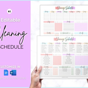 Lista de verificación de limpieza, Horario de limpieza EDITABLE, Planificador de limpieza, Tareas semanales de la casa, Hogar limpio con TDAH, Mensual, Planificador del hogar imprimible