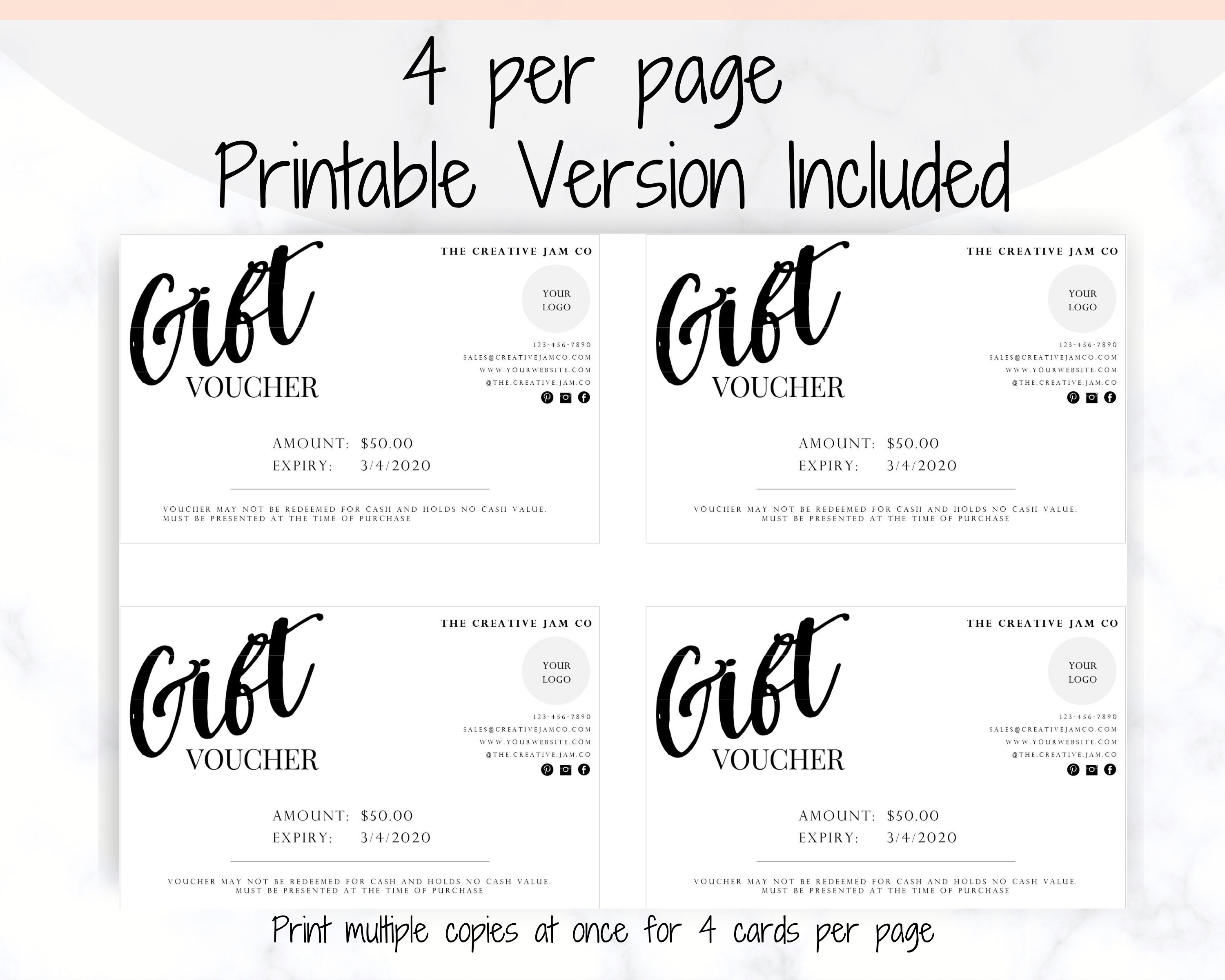 Gift Certificate Template Printable. Editable Gift Voucher - Etsy UK