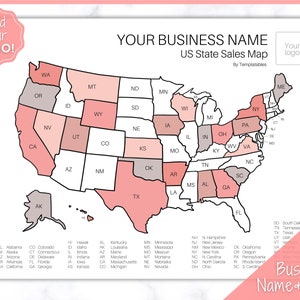 Verkaufs-Tracker, US-Verkaufskarte, Etsy-Business-Verkaufskarte, Bestell-Tracker, Shop-Verkäufer, USA-Staaten, Procreate PNG, Postleitzahl, Farbe in, druckbar